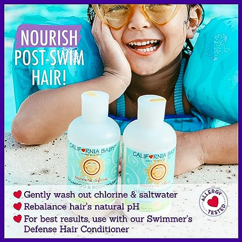 Swimmer’s Defense | Shampoo Hidratante Pós-Natação para Crianças | 100% Natural | Amigável para Alergias | 251 mL / 8.5 fl. oz - California Baby