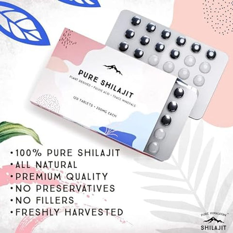 Pure Himalayan Shilajit - Shilajit Seco Puro do Himalaia em Gotas (90 Comprimidos – 200mg Cada) Máxima Potência de Shilajit Puro para Homens com 85 Minerais Traços
