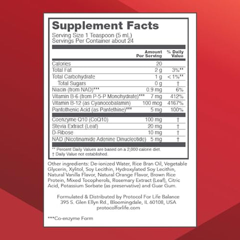 PROTOCOL FOR LIFE BALANCE - Protocolo Líquido CoQ10 – Saúde do Coração – Suplemento Nutricional Antioxidante – com Vitamina B6