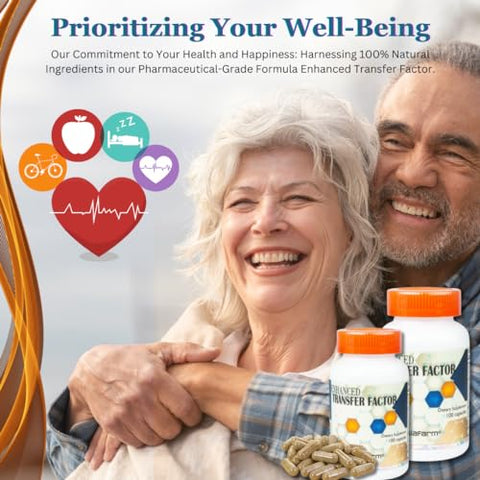 Dislafarm - Transfer Factor Enhanced – Cápsulas Naturais 100, Suporte Imunológico – Fator de Transferência do Colostrum Bovino e Gema de Ovo