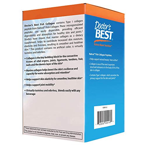 Doctor's BEST - Doctor’s Best Colágeno de Peixe com Naticol, Suporte para Pele, Unhas e Articulações, 30 Sachês em Pó