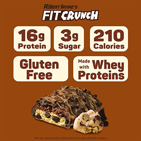 Fit Crunch - FITCRUNCH Barras de Proteína Tamanho Lanche, Criadas por Robert Irvine, Única Barra Assada de 6 Camadas do Mundo, 3g de Açúcar