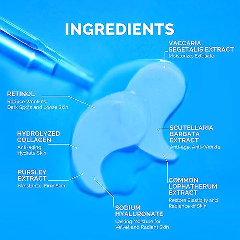 Patches para Olheiras: 30 Pares Máscara de Gel para Olhos com Retinol e Colágeno – Reduz Rugas e Inchaço - Enaskin Naturals