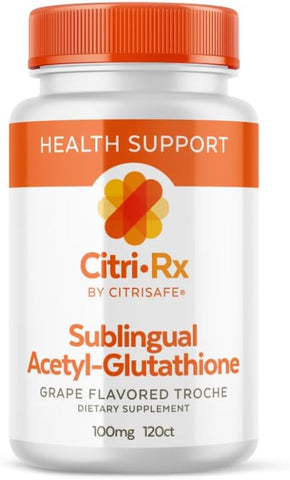 CitriSafe - CitriRx Sublingual Acetyl Glutathione 100mg – 120 ct Pastilhas – 4 Meses de Fornecimento – Sabor Uva – Fabricado nos EUA