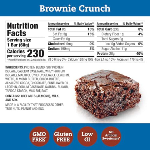 Generic - Think! Barras de Proteína, Snacks de Alta Proteína, Sem Glúten, Amigáveis ao Kosher, Brownie Crocante, Barras Nutricionais, 60g por Barra – 20 Unidades