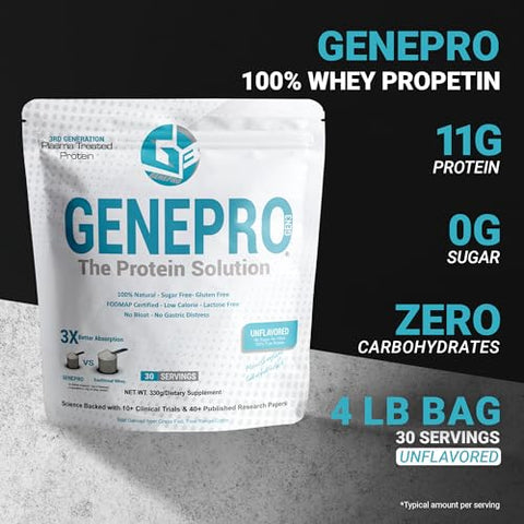 GENEPRO GEN. 3 - Proteína em Pó Sem Sabor – Nova Fórmula – Sem Lactose, Sem Glúten – Marca: [nome da marca]