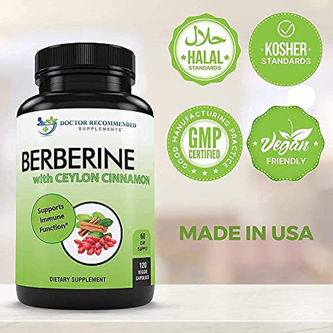 DOCTOR RECOMMENDED SUPPLEMENTS - Berberina com Canela do Ceilão – 1200mg. Recomendado por médicos