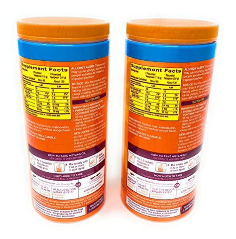 Suplemento de Fibra Sem Açúcar, Sabor Laranja – 260 Porções - Metamucil