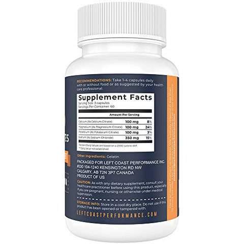 Left Coast Performance - Suplemento Keto de Eletrólitos, 180 Cápsulas. Pílulas de Eletrólitos para Dieta Cetogênica. Magnésio, Potássio, Sódio, Cálcio. Comprimidos de Eletrólitos Keto para Suporte de Hidratação* por Left