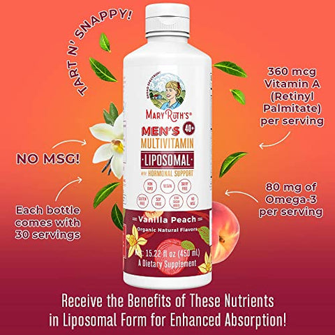 Multivitamínico Liposomal Masculino 40 | Suporte Hormonal | Absorção Ultra | Suporte Imunológico | Saúde Reprodutiva | Energético para Homens | Não OGM | Vegano - MaryRuth Organics