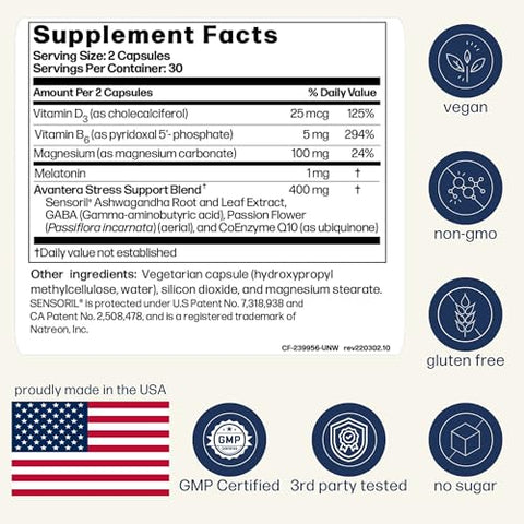 Premium Nootropic Unwind | Suporte para Níveis Saudáveis de Estresse | Marca Avantera - Avantera