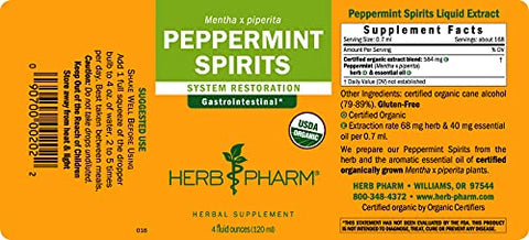 Extrato Líquido de Hortelã-Pimenta Orgânico Certificado para Suporte Digestivo – 4 fl oz (118 ml) - Herb Pharm