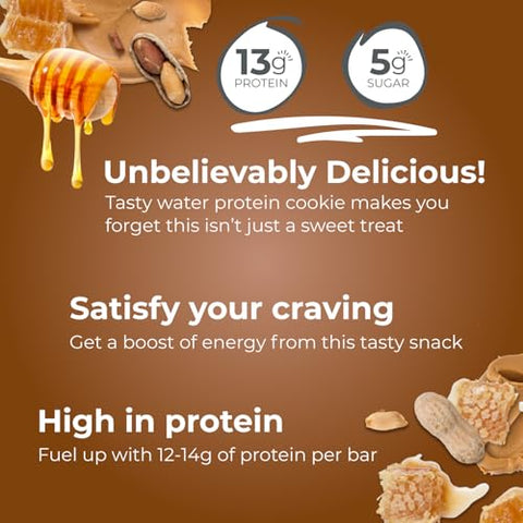 Barras de Wafer de Proteína, Snacks de Alta Proteína com Sabor Delicioso, Manteiga de Amendoim Mel, 40g (12 Unidades) - Power Crunch