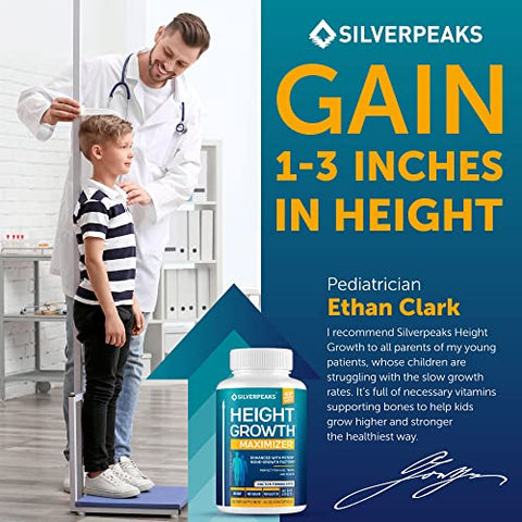 SILVERPEAKS - Cápsulas de Crescimento para Aumentar a Altura – Maximizer de Crescimento em Altura com Cálcio para Fortalecimento Ósseo – Fabricado nos EUA – Suplemento Natural para Aumentar o Crescimento Ósseo – Livre de Crescimento