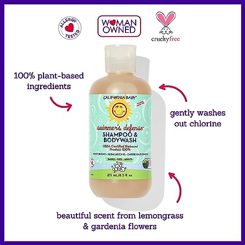 Swimmer’s Defense | Shampoo Hidratante Pós-Natação para Crianças | 100% Natural | Amigável para Alergias | 251 mL / 8.5 fl. oz - California Baby