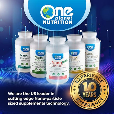 One Planet Nutrition - Nano Curcumin 100 mg Cápsulas Vegetais (120 Porções), Extrato de Cúrcuma, Nano para Alta Absorção, Suporte Anti-Inflamatório