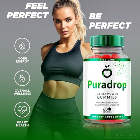 rize labs - Pura Drop Gummies Extra Forte para Perda de Peso, Fórmula Avançada de Gummies Pura Drop Keto ACV, Oficial Gummy de Vinagre de Maçã, Avaliações (60 Gummies)