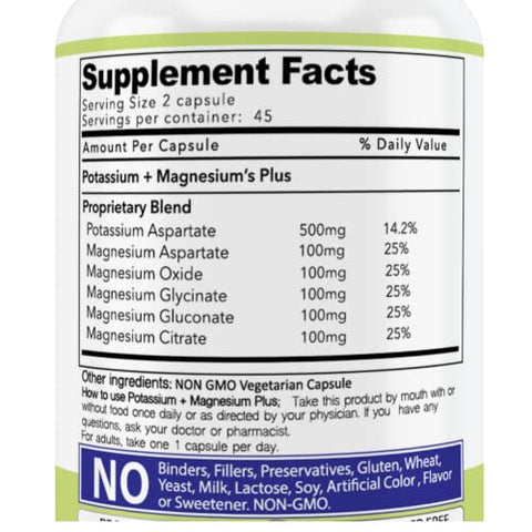 AND GIVE US TODAY OUR DAILY - Suplemento de Potássio e Magnésio 1000 mg – Potente Suplemento de Potássio e Magnésio com 5 Formas de Magnésio para Recuperação Muscular, Cãibras nas Pernas, Sem Glúten e Não-OGM