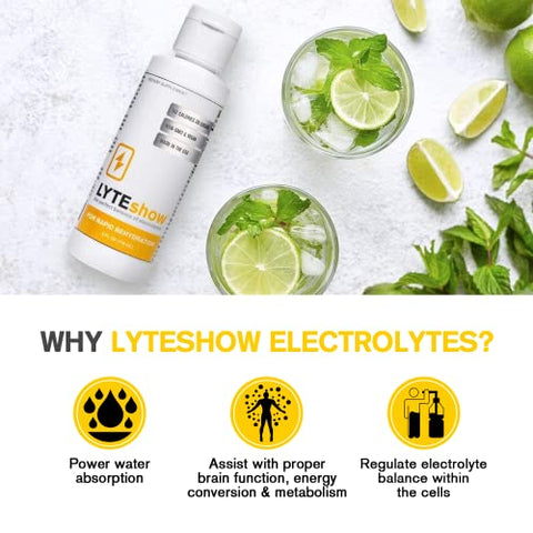LyteLine - LyteShow Gotas Eletrolíticas Sem Açúcar para Hidratação e Suporte Imunológico – 40 Porções – Amigo do Keto – Zinco e Magnésio para Reidratação Rápida, Treino, Recuperação Muscular e