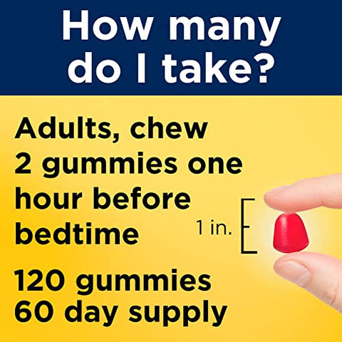 Melatonina 10mg Gomas, Dosagem Máxima, Auxílio para Dormir 100%% Livre de Medicamentos para Adultos, 120 Gomas de Melatonina, Suprimento de 60 Dias - Nature Made