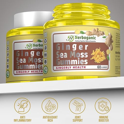 HERBOGANIC - Gummies de Algas Marinhas com Gengibre – Suporte Herbal para o Sistema Imunológico