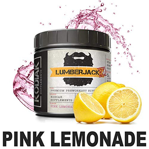 Kodiak Supplements - LUMBERJACKED Pré-Treino com CarnoSyn 30 Porções – Melhores Pumps, Força, Energia e Foco – Sem Queda (Pink Lemonade)