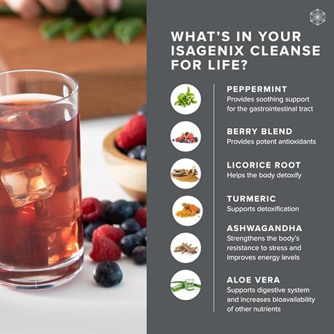 Cleanse for Life – Suplemento em Pó para Bebida Detox sem Laxantes ou Diuréticos – Suporte ao Metabolismo com Vitamina B12 - Isagenix