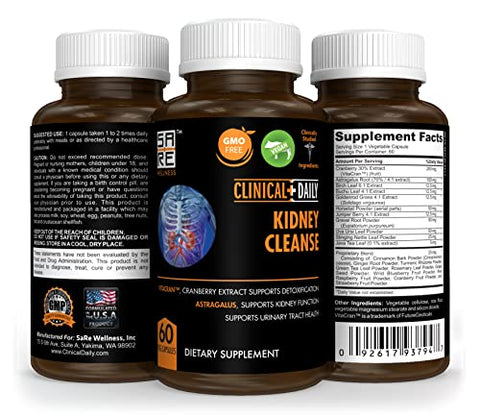 Clinical Daily - Suplemento Detox Diário de Ervas para Limpeza Renal, Vitaminas Orgânicas com Cranberry, Astragalus, Uva Ursi – Saúde da Bexiga para Mulheres