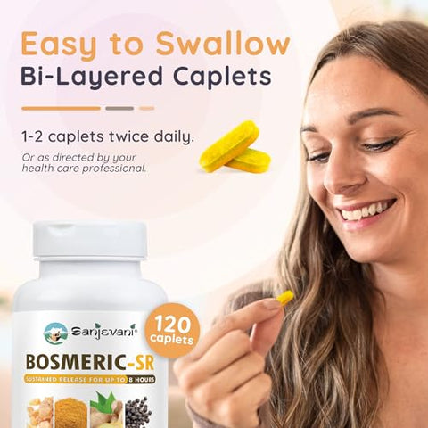 BOSMERIC-SR - Suplemento de Suporte Articular, Poderosa Combinação de Cúrcuma Curcumina com Pimenta Preta, Extrato de Boswellia