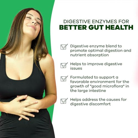 GOBIOTIX - Suplemento Super Enzimas – Enzimas Digestivas com Prebióticos e Probióticos para Homens e Mulheres – Suporte à Saúde Intestinal, Digestão de Glúten, Absorção de Lactose, Dieta à Base de Plantas
