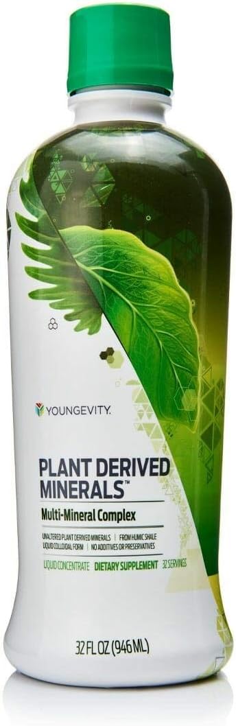Minerais Líquidos Derivados de Plantas – 77 Minerais Traços Naturais Não Alterados – 19.000mg de Sólidos Minerais de Plantas – Forma Coloidal de Xisto Húmico – (32 oz Embalagem de 1) - Youngevity