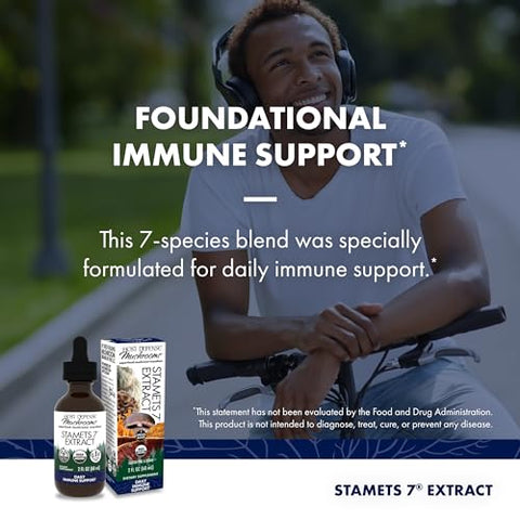 Stamets 7 Extract – Blend de 7 Espécies – Suplemento de Cogumelos para Suporte Imunológico com Royal Sun Blazei, Cordyceps, Reishi, Maitake, Lion’s Mane, Chaga – 60 cápsulas - Host Defense