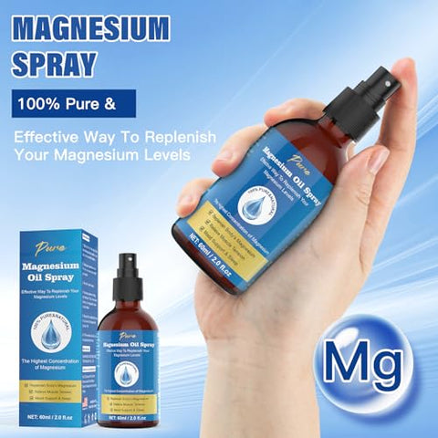 CtoCone - Spray de Magnésio Puro, Cloreto de Magnésio 100% Puro, 60ml, Fonte Natural, Esportes e Relaxamento