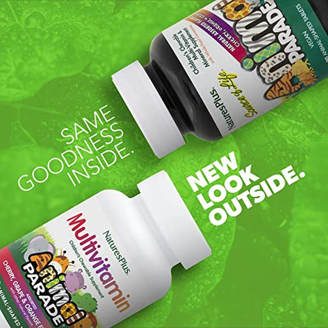 Animal Parade – Multivitamínico Infantil Mastigável – 90 Comprimidos em Formato de Animais – Sabores Naturais Sortidos – Vegetariano, Sem Glúten – 45 Porções - Natures Plus