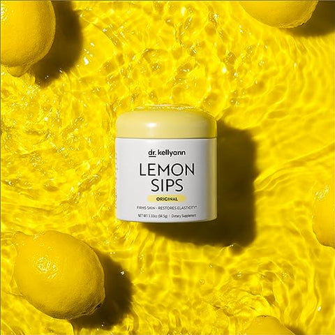 Lemon Sips: Mistura de Bebida Cítrica (21 Porções) – Hidrata, Desintoxica, Revitaliza – Sem Açúcar, Sem Gordura, Não Transgênico – Hidrata e Tonifica a Pele (Limão) - Dr. Kellyann