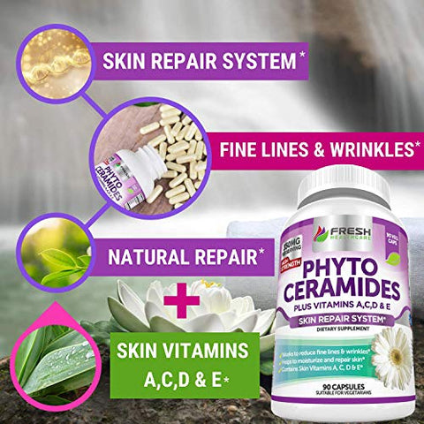 FRESH HEALTHCARE - Phytoceramides – 3 Meses de Fornecimento – Vitaminas A,C,D para a Pele