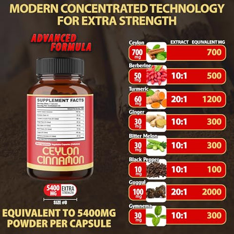 agobi - Canela Ceylon Premium com Berberina – Suplemento 8 em 1 de Cúrcuma, Gengibre, Gymnema