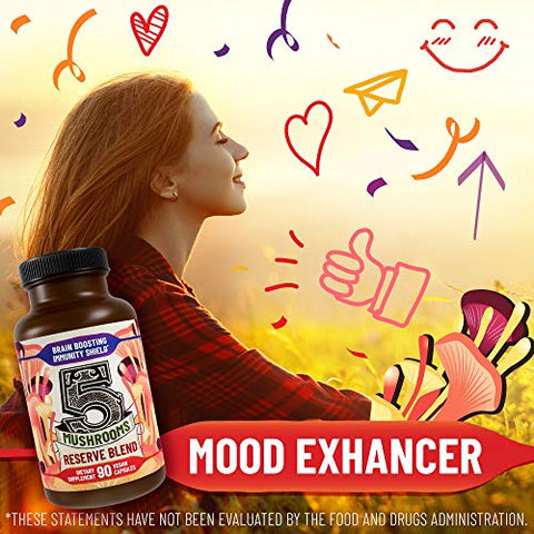 Hippie Farms - Blend de 5 Cogumelos Reserva – Leão da Montanha, Rabo de Peru, Reishi, Chaga, Cordyceps – Sistema Imunológico, Cérebro, Cognição, Energia, Suporte de Humor