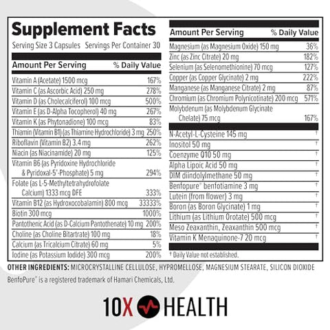 10X Health System - 10X Health – Multivitamínico Otimizado Methylated para Homens – 60 Cápsulas