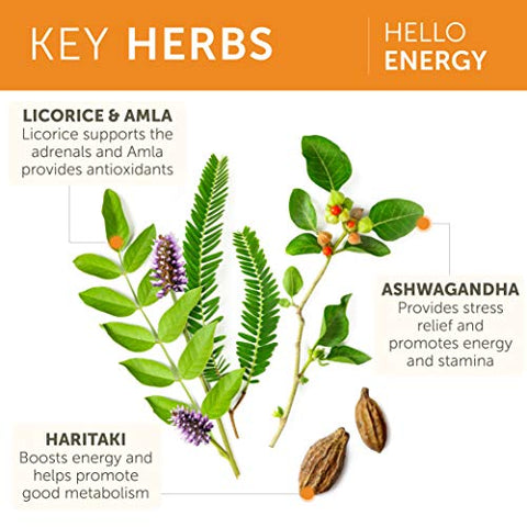 Hello Energy – Suplemento Herbal com Ashwagandha, Amla, Haritaki – Suporte Diário de Energia, Positividade, Metabolismo – Livre de Cafeína, Sem Glúten, Não-OGM, Vegano – 60 Cápsulas - Himalaya