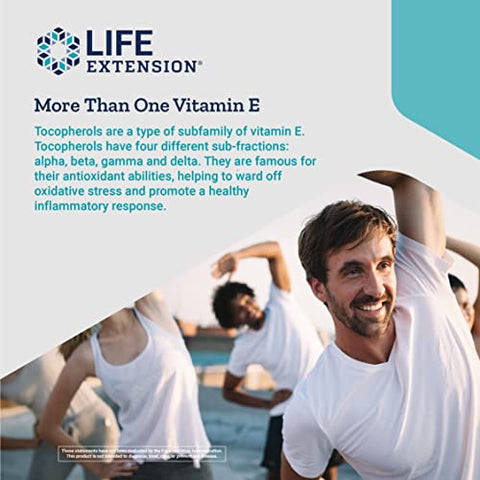 Suplemento de Vitamina E Completa D-Alpha da Life Extension Gamma E Mixed Tocopherols para Saúde Cardíaca e Cuidados com a Pele – Livre de Glúten, Não-OGM – 60 Softgels