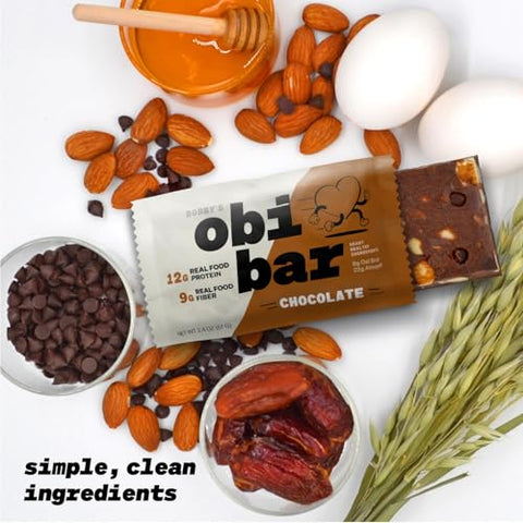 Bobby's obi bar - Obi Bar Chocolate – Reposição em 2 de Nov | Proteína e Fibra de Aveia | Natural | Substituto de Refeição ou Lanche Satisfatório | Saúde do Coração e Intestinal | Levemente Doce | Brownie de Chocolate | 100g