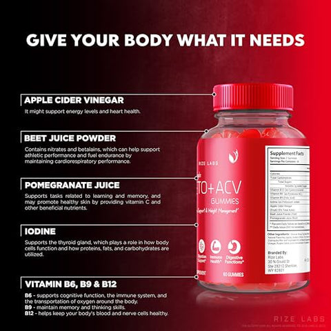 rize labs - (3 Pacotes) Joy Keto ACV Gummies Avançado para Perda de Peso – Oficial, Avaliações Joy Keto Plus ACV Gummies, JoyKeto para Melhor Digestão Bloqueador de Carboidratos Gomitas Vitamina B12 (180 Gummies)