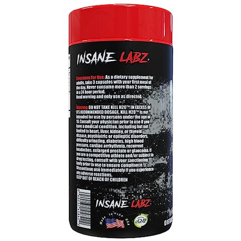 Kill H2O: Diurético Infundido com AMPiberry, Reduz Retenção de Água e Inchaço com Raiz de Dente-de-leão e Extrato de Chá Verde, 20 Porções - Insane Labz