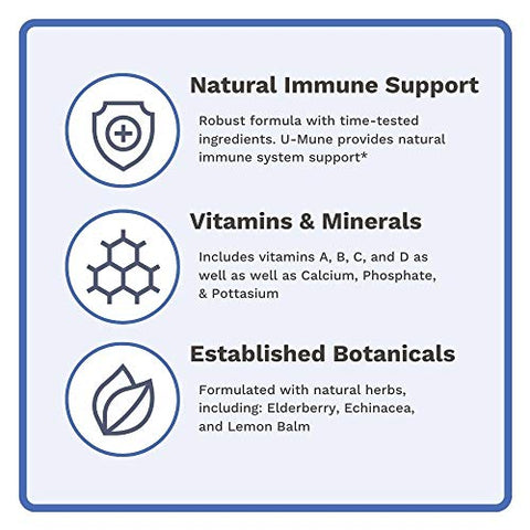 Utzy Naturals - U-Mune | Suporte Imunológico com Sabugueiro, Equinácea, Orégano | Fabricado nos EUA | Testado por Terceiros | 60 Cápsulas