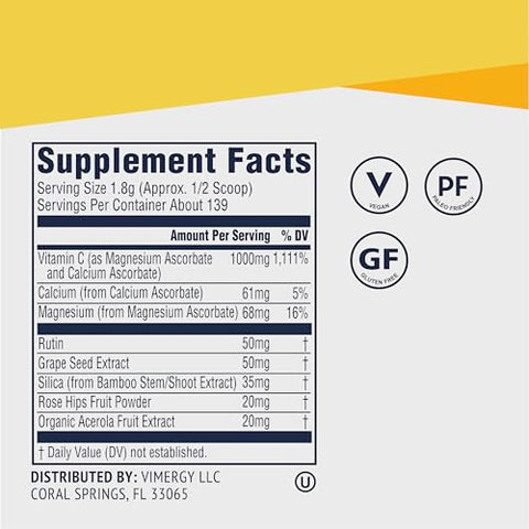 Micro-C Immune Power TM – 250g – 139 Porções – 1000mg/porção – Fórmula Suave – Fitonutrientes Antioxidantes – Reforço Imunológico - Vimergy
