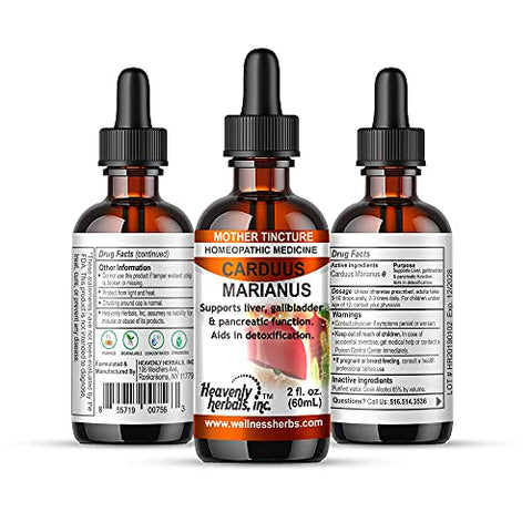 Heavenly Herbals,Inc - Carduus Marianus Q – Tintura Homeopática – Suporte para Fígado e Vesícula Biliar – Heavenly Herbals, Inc