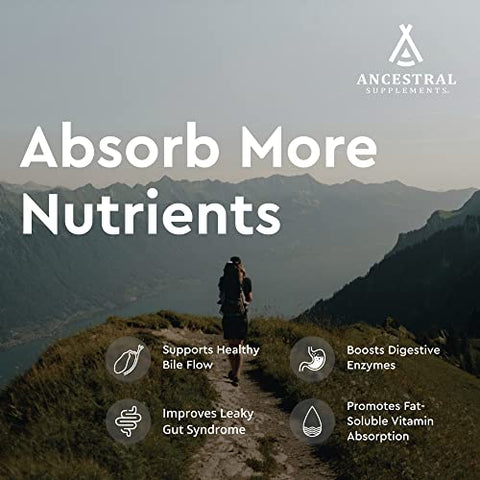 Complexo de Suporte para Fígado e Vesícula Biliar com Suplementos de Vesícula Biliar e Fígado de Gado Alimentado com Capim, 1000mg, Promove a Vesícula Biliar - Ancestral Supplements