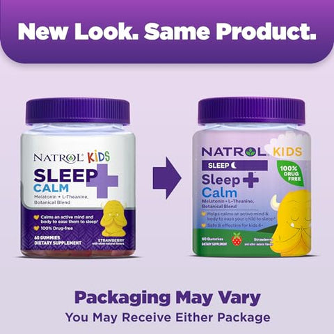 Kids Sleep Calm – Gomas de Melatonina e L-Teanina para um Sono Tranquilo e Calmante – 60 Gomas de Melatonina com Sabor de Morango – Fornecimento de 60 Dias - Natrol