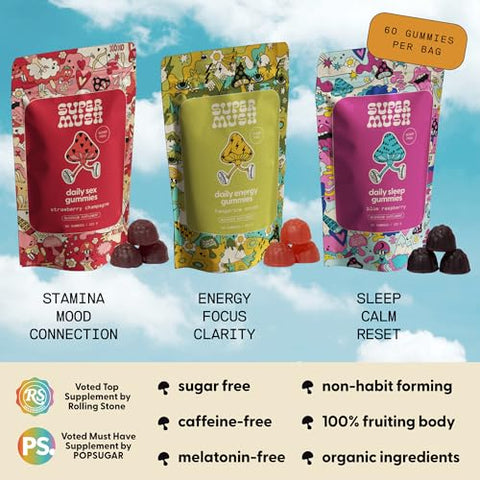 Gummies Diários (Pacote Trio) – Paixão Diária, Energia – 60 gummies - SuperMush